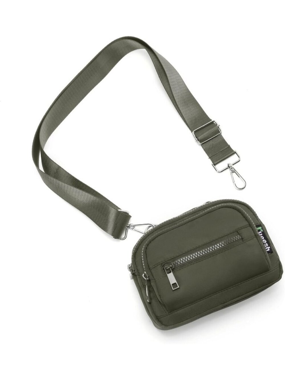Women's Green Mini Belt Bag Triple Zip Small Crossbody Wallet Waist Pack Bag